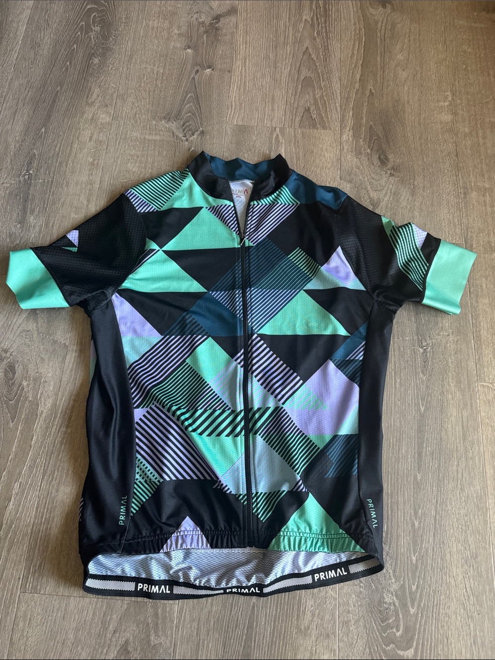 Primal Geo-Print Cycling Jersey in Teal & Lavender